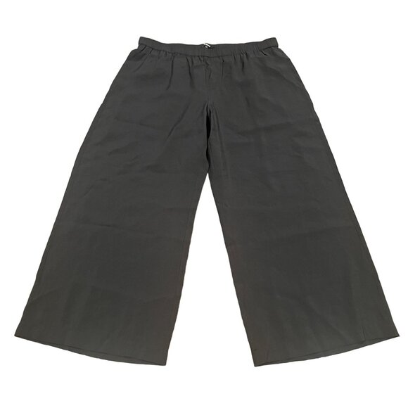 NWT Madewell Sz LP Black Petite Pull-On Wide-Leg Pants in Softdrape NP411 Modal - Picture 2 of 10